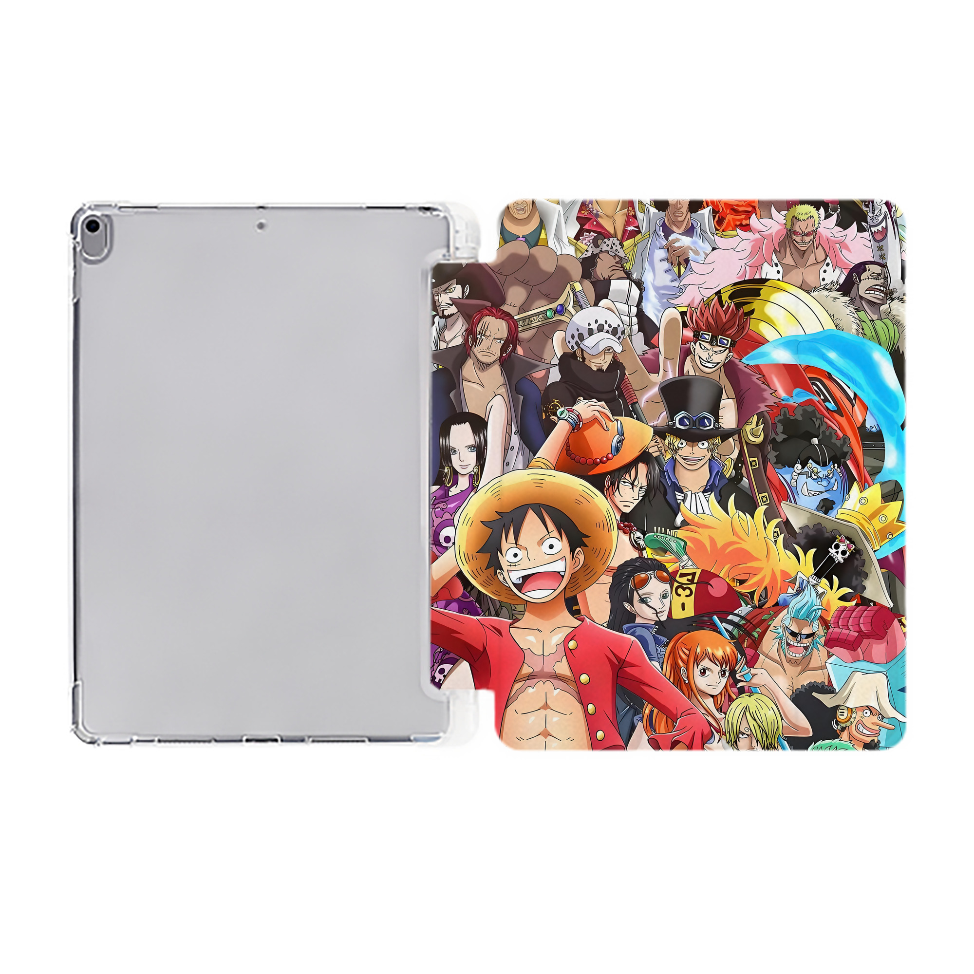 ワンピース ONE PIECE IPad ケース ペン収納付き 三つ折りスタンド PUレザー×シリコン 対応機種9.5/10.5/10.9インチ
